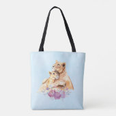 Cute Waterverf Moeder Lons & Cub Tote Bag (Achterkant)