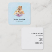 Cute Waterverf Moeder Lons & Cub Vierkante Visitekaartje (Voorkant / Achterkant)