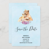 Cute Waterverf Moeder Lons en Baby shower Kutten Save The Date (Voorkant / Achterkant)