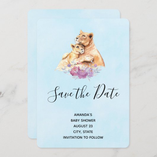 Cute Waterverf Moeder Lons en Baby shower Kutten Save The Date (Voorkant / Achterkant)