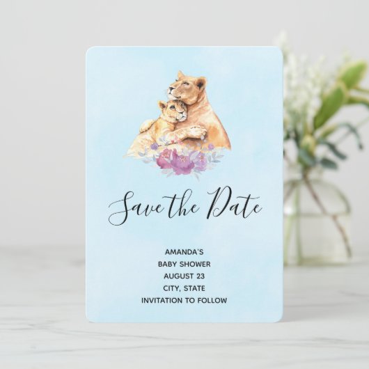 Cute Waterverf Moeder Lons en Baby shower Kutten Save The Date (Staand voorkant)