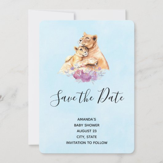 Cute Waterverf Moeder Lons en Baby shower Kutten Save The Date (Voorkant)