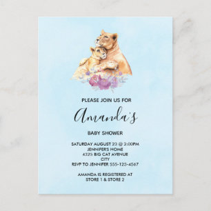 Cute Waterverf Moeder Lons en Baby shower Kutten Uitnodiging Briefkaart
