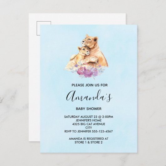 Cute Waterverf Moeder Lons en Baby shower Kutten Uitnodiging Briefkaart (Voorkant / Achterkant)