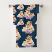 Cute Waterverf Moeder Lons- en Cub-patroon Bad Handdoek (Insitu)