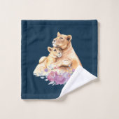 Cute Waterverf Moeder Lons- en Cub-patroon Bad Handdoek (Wasdoekje)