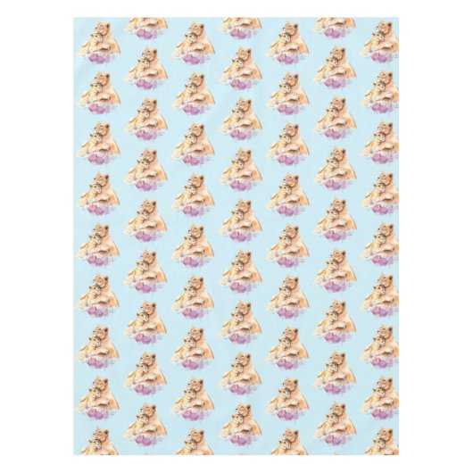 Cute Waterverf Moeder Lons- en Cub-patroon Tafelkleed (Voorkant)