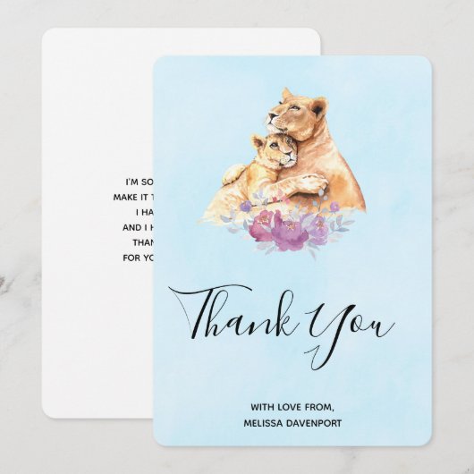 Cute Waterverf Moeder Loon & Cub Hartelijk dank Bedankkaart (Voorkant / Achterkant)