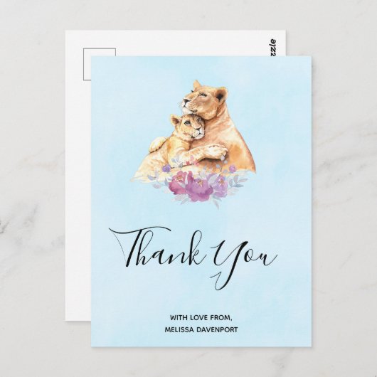 Cute Waterverf Moeder Loon & Cub Hartelijk dank Briefkaart (Voorkant / Achterkant)