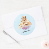 Cute Waterverf Moeder Loon & Cub Hartelijk dank Ronde Sticker (Envelop)