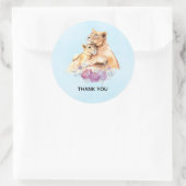 Cute Waterverf Moeder Loon & Cub Hartelijk dank Ronde Sticker (Tas)
