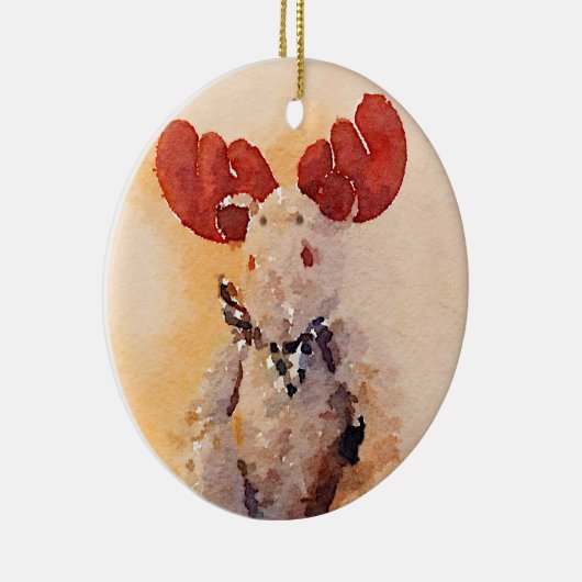 Cute Waterverf Moose Keramisch Ornament (Rechts)