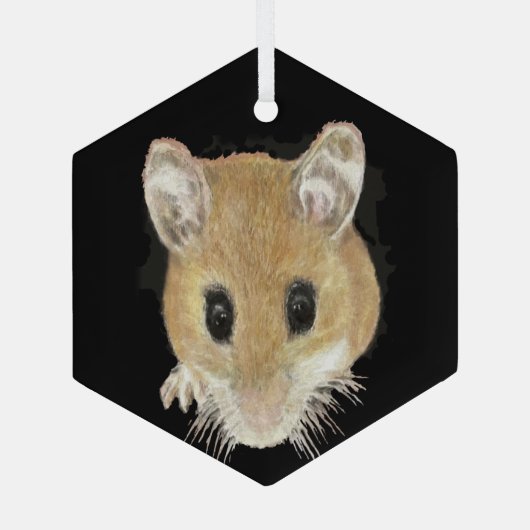 Cute Waterverf Mouse Peking Animal Art Glas Ornament (Achterkant)