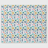 Cute Waterverf Ocean Animals Patroon Cadeaupapier (Vlak)