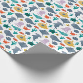 Cute Waterverf Ocean Animals Patroon Cadeaupapier (Hoek)