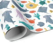 Cute Waterverf Ocean Animals Patroon Cadeaupapier (Rol Hoek)