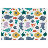 Cute Waterverf Ocean Animals Patroon Groot Cadeauzakje (Achterkant)
