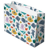Cute Waterverf Ocean Animals Patroon Groot Cadeauzakje (Achterkant Gekanteld)