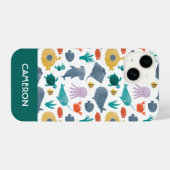 Cute Waterverf Ocean Animals Patroon iPhone Hoesje (Achterkant horizontaal)