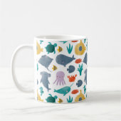 Cute Waterverf Ocean Animals Patroon Koffiemok (Links)