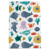 Cute Waterverf Ocean Animals Patroon Medium Cadeauzakje (Achterkant)