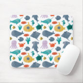 Cute Waterverf Ocean Animals Patroon Muismat (Met muis)