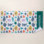 Cute Waterverf Ocean Animals Patroon Strandlaken (Voorkant)