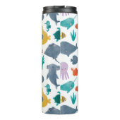 Cute Waterverf Ocean Animals Patroon Thermosbeker (Achterkant)