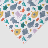 Cute Waterverf Ocean Animals Patroon Tissuepapier (Detail)