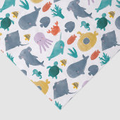 Cute Waterverf Ocean Animals Patroon Tissuepapier (Detail)