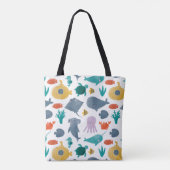 Cute Waterverf Ocean Animals Patroon Tote Bag (Achterkant)