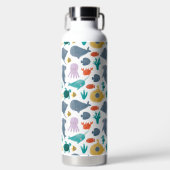 Cute Waterverf Ocean Animals Patroon Waterfles (Voorkant)