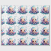 Cute Waterverf Octopus Baby shower Cadeaupapier (Vlak)