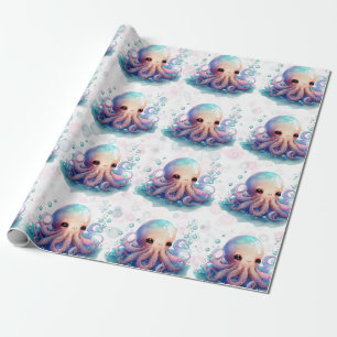 Cute Waterverf Octopus Baby shower Cadeaupapier