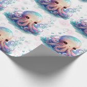 Cute Waterverf Octopus Baby shower Cadeaupapier (Hoek)