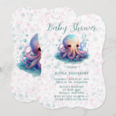 Cute Waterverf octopus met belletjes Baby shower Kaart (Voorkant / Achterkant)