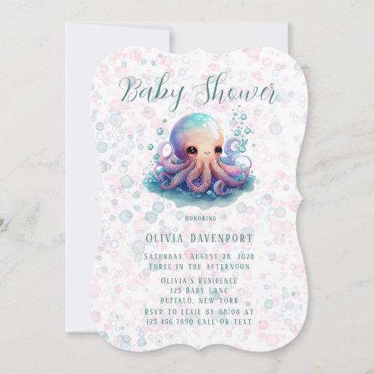 Cute Waterverf octopus met belletjes Baby shower Kaart (Voorkant)