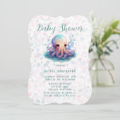 Cute Waterverf octopus met belletjes Baby shower Kaart (Staand voorkant)