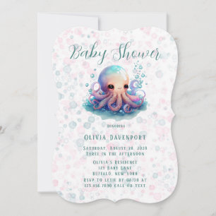 Cute Waterverf octopus met belletjes Baby shower Kaart