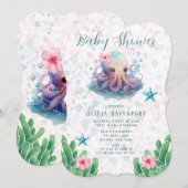 Cute Waterverf octopus met belletjes Baby shower Kaart (Voorkant / Achterkant)