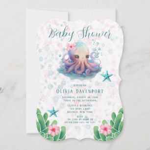 Cute Waterverf octopus met belletjes Baby shower Kaart