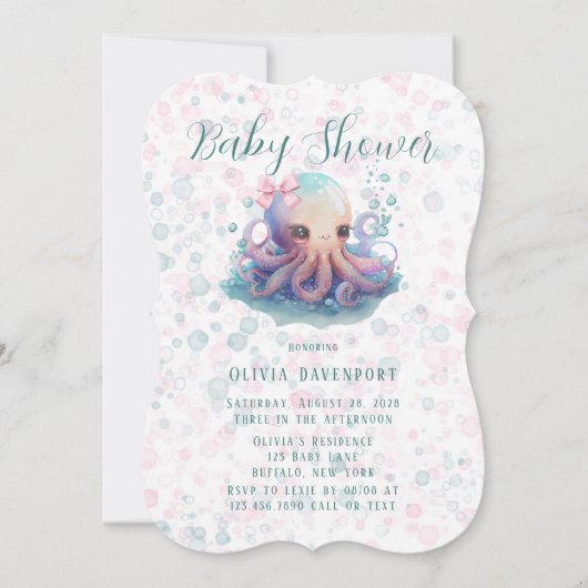 Cute Waterverf octopus met belletjes Baby shower Kaart (Voorkant)