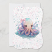 Cute Waterverf octopus met belletjes Baby shower Kaart (Achterkant)