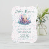 Cute Waterverf octopus met belletjes Baby shower Kaart (Staand voorkant)