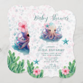 Cute Waterverf octopus met belletjes Baby shower Kaart (Voorkant / Achterkant)
