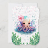 Cute Waterverf octopus met belletjes Baby shower Kaart (Achterkant)