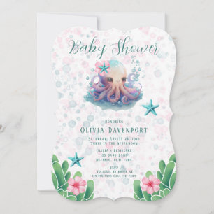 Cute Waterverf octopus met belletjes Baby shower Kaart