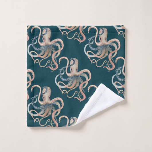 Cute Waterverf Octopus Towel Set Bad Handdoek (Wasdoekje)