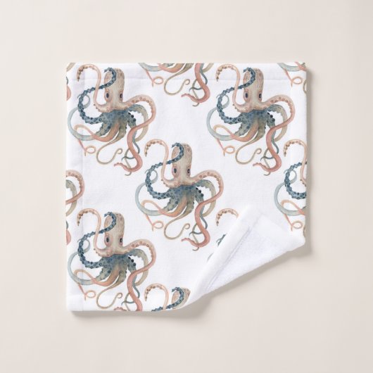 Cute Waterverf Octopus Towel Set Bad Handdoek (Wasdoekje)