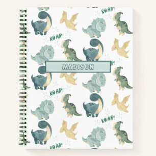 Cute Waterverf op White Dinosaur Pattern Notitiebo Notitieboek